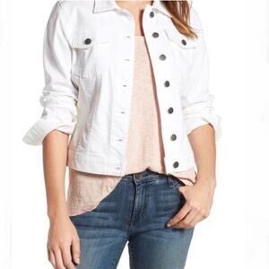 Kut from the Kloth Amelia Jean Denim Jacket Cropped White Sz S